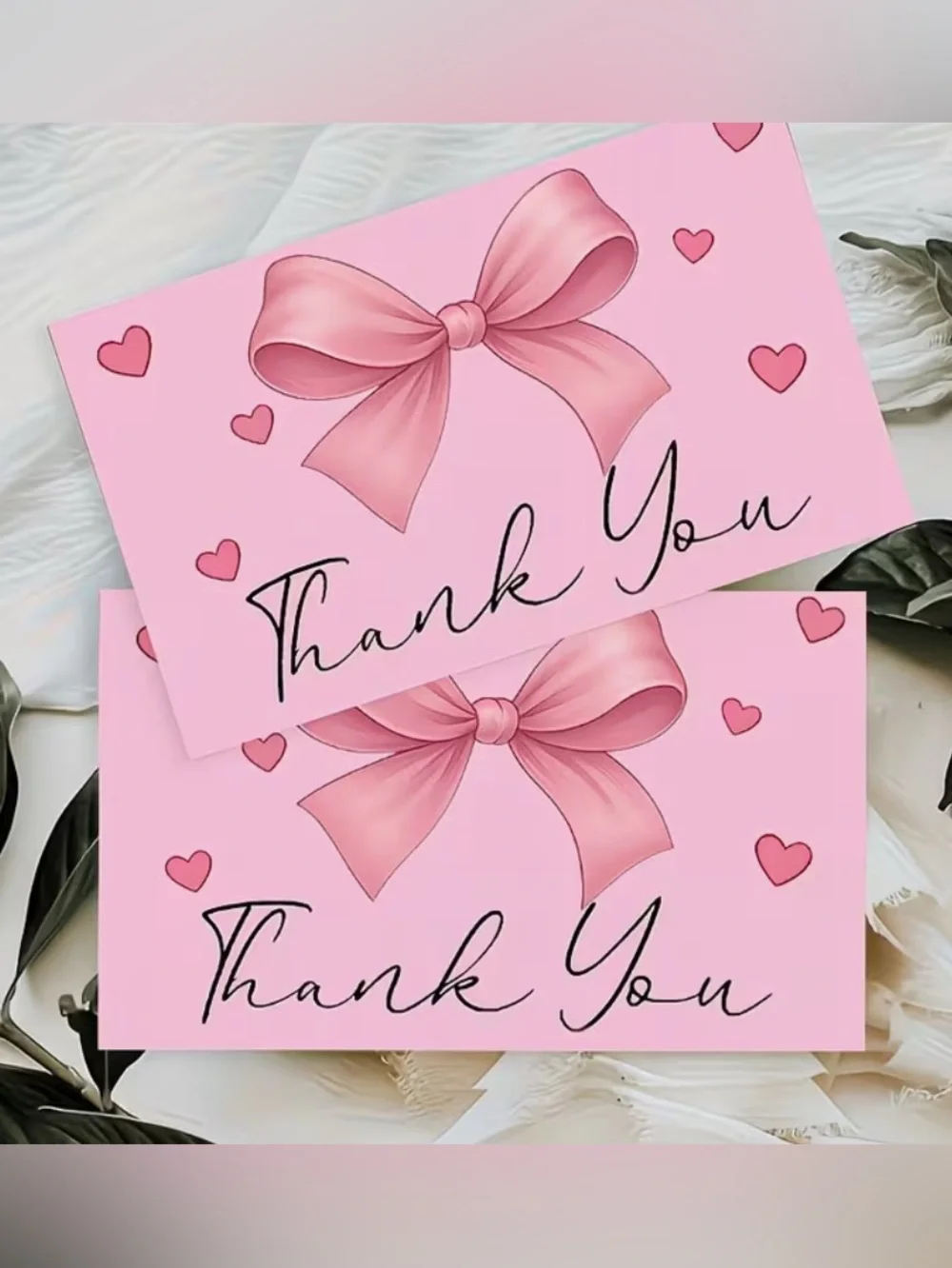 Pink Thank You Cards with Bow Accent - ( )